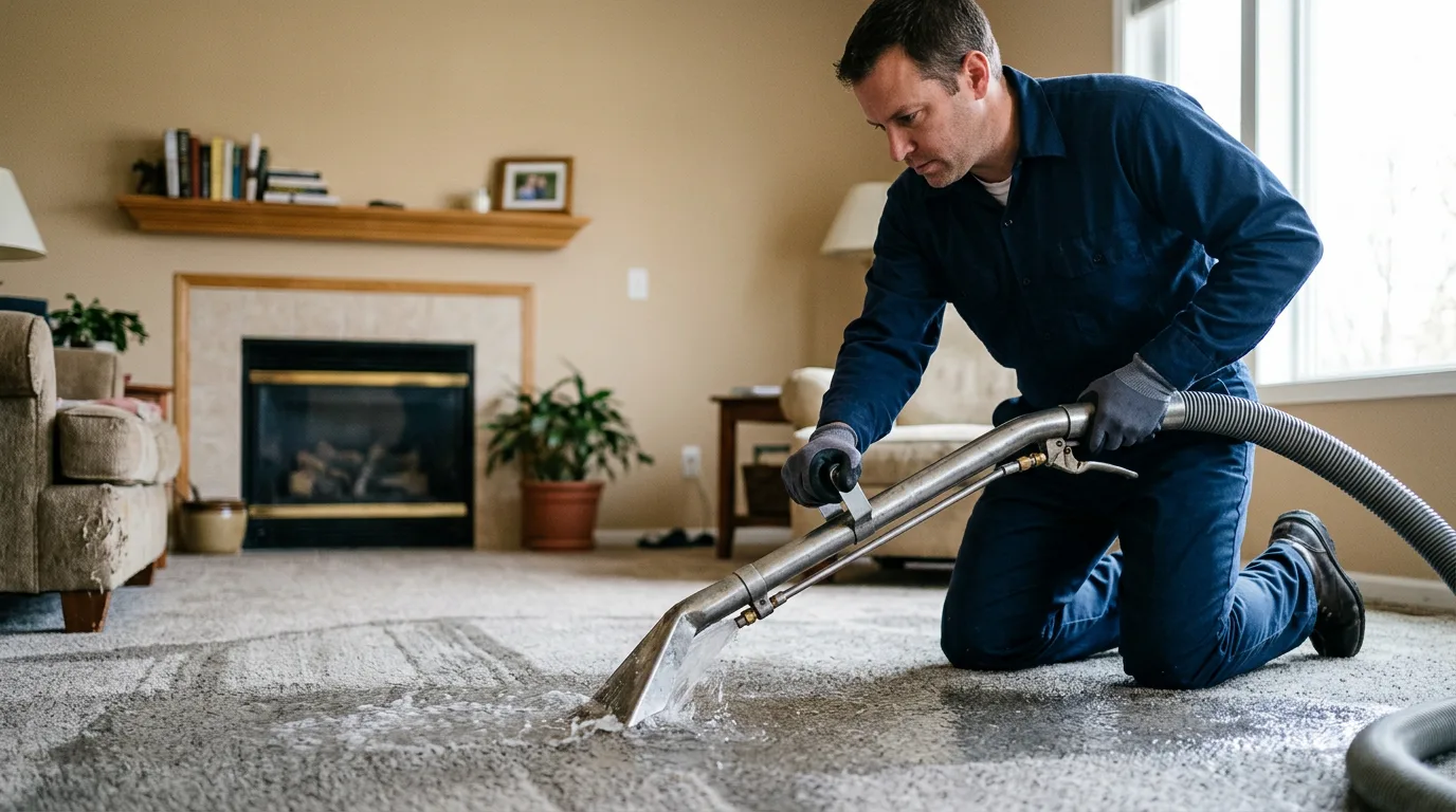 Water damage restoration technician working near Navasota, TX